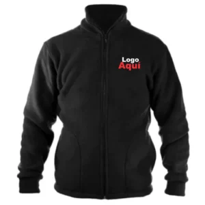 Campera Polar Negra Unisex Cuello Alto Premium Pon tu logo aquí
